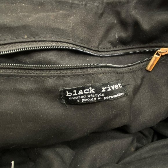 Black Rivet 17" Tote Bag w Should Strap Green Brown Black Handbag Satchel - Picture 5 of 13